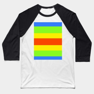 Blue, Yellow, Orange & Green Stripe Baseball T-Shirt